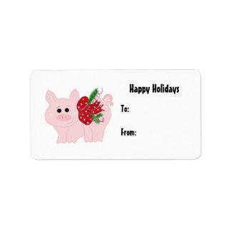 Cute Christmas Piggy Gift Tag