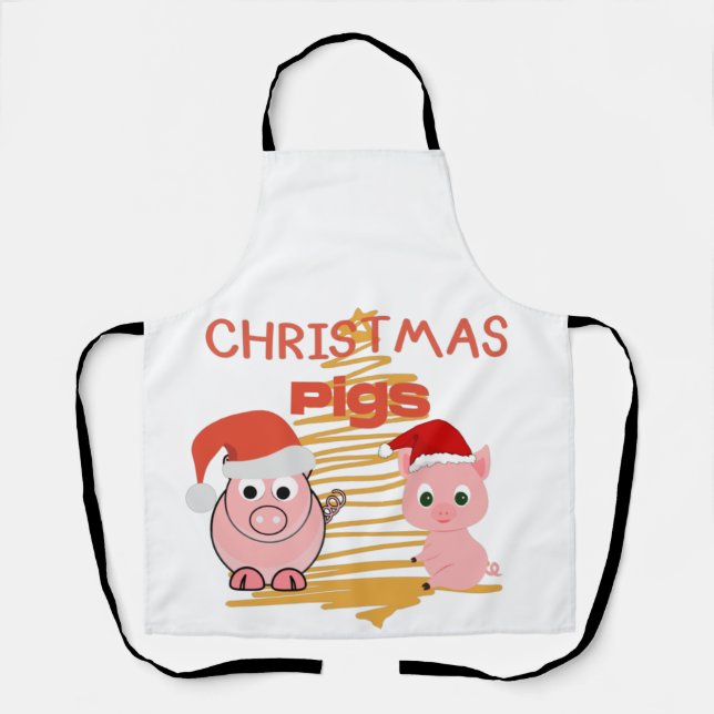 Cute Christmas Pigs Apron (Front)