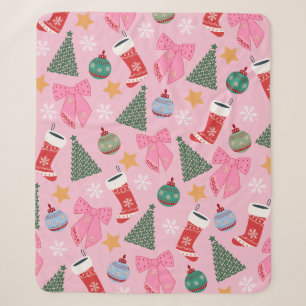 Cute Christmas Pink Sherpa Blanket