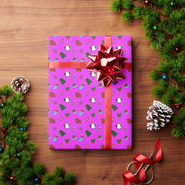 Cute Christmas Pink Wrapping Paper Gift Wrap (Holiday Gift)
