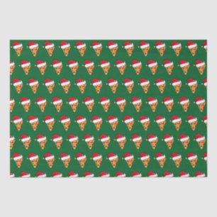 Cute Christmas Pizza Slices in Santa Hats Green Tissue Paper