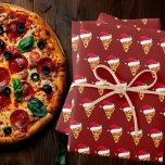Cute Christmas Pizza Slices in Santa Hats Red Wrapping Paper Sheet<br><div class="desc">Funny pizza lover Christmas wrapping paper for an Italian restaurant. Cute pepperoni slices with a hilarious Santa Claus hat in a fun holiday food pattern.</div>