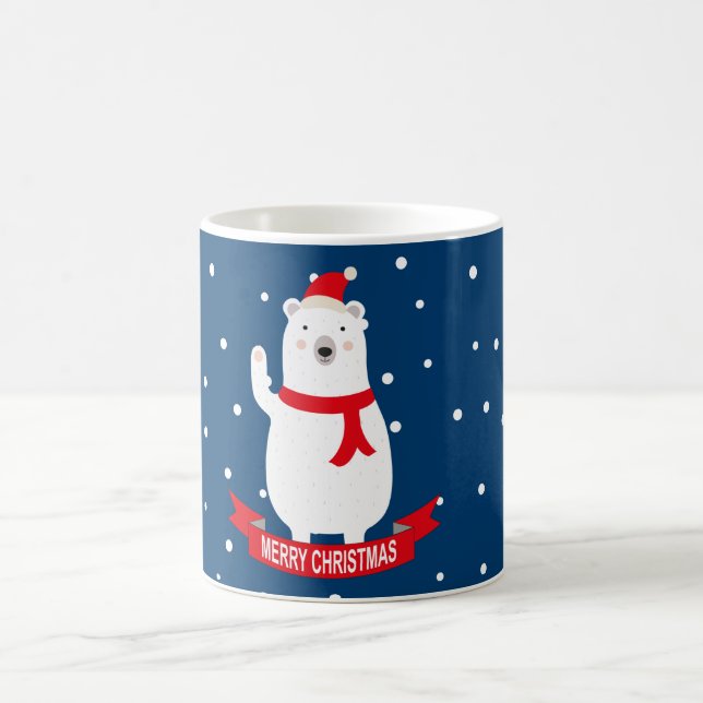 Cute Christmas Polar Bear  Coffee Mug (Center)