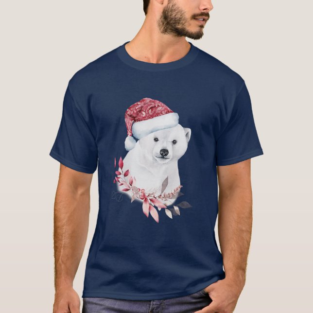 Cute Christmas Polar Bear Cub T-Shirt (Front)