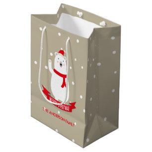 Cute Christmas Polar Bear Customizable Medium Gift Bag