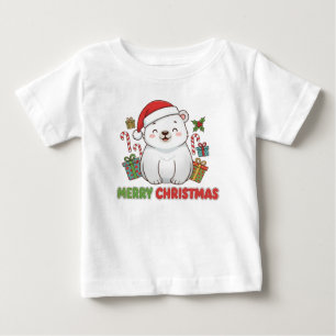 Cute Christmas Polar Bear Illustration Baby T-Shirt