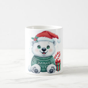 Cute Christmas Polar Bear in Festive Sweater Coffee Mug