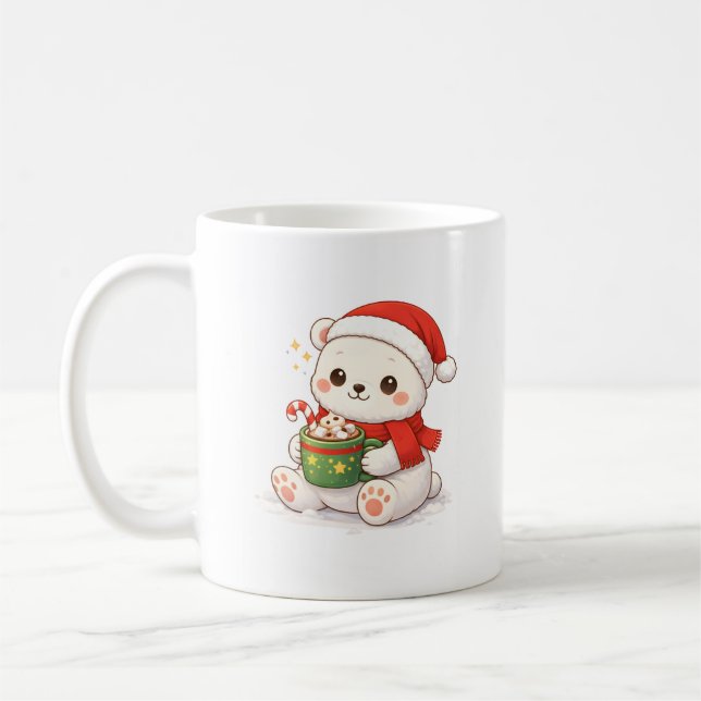 Cute Christmas Polar Bear Mug Kawaii (Left)