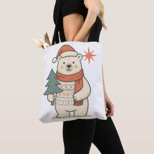 Cute Christmas Polar Bear Scandinavian Winter  Tote Bag