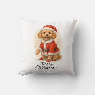 Cute Christmas Poodle Dog Holiday Poodle Lover Throw Pillow