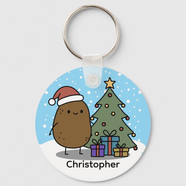 Cute Christmas Potato Custom Keychain (Front)