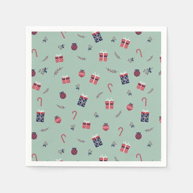 Cute Christmas Presents Ornaments Pattern Napkin (Front)