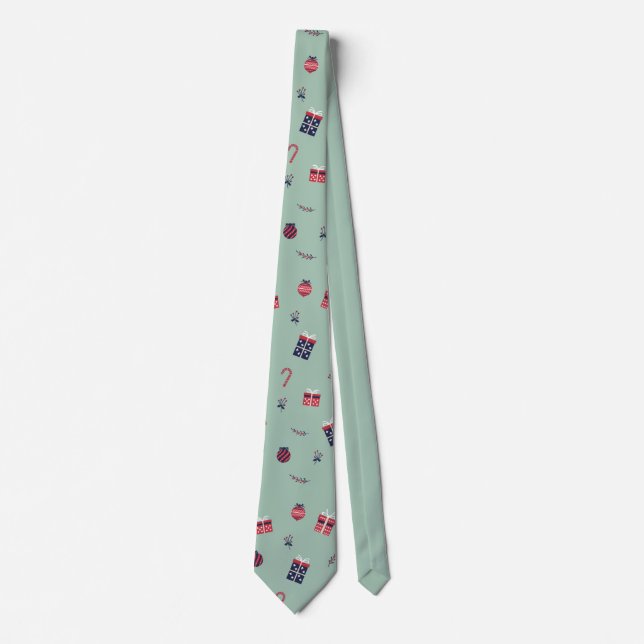 Cute Christmas Presents Ornaments Pattern Tie (Front)