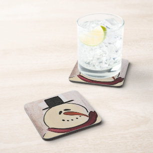 Cute Christmas Primitive Snowman Coaster