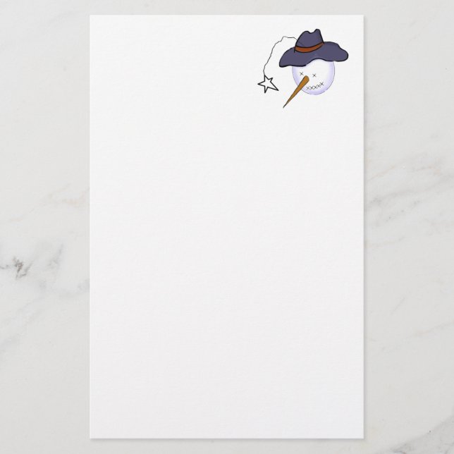 Cute Christmas Primitive Snowman Stationery (Front)