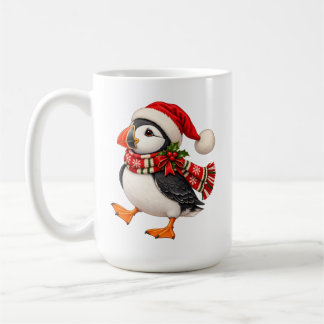 Cute Christmas Puffin Santa Festive Holiday Bird Coffee Mug