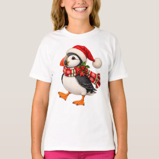 Cute Christmas Puffin Santa Festive Holiday Bird T-Shirt