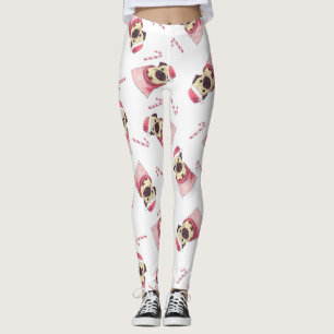 Cute Christmas Pug Pattern Leggings