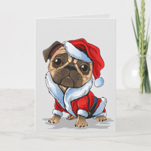Cute Christmas Pug Santa Suit Holiday Card