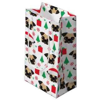 Cute Christmas Pug Small Gift Bag
