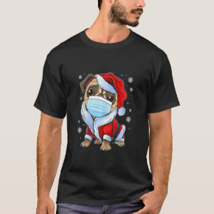 Cute Christmas Pug With Mask, Funny Christmas Pjs T-Shirt