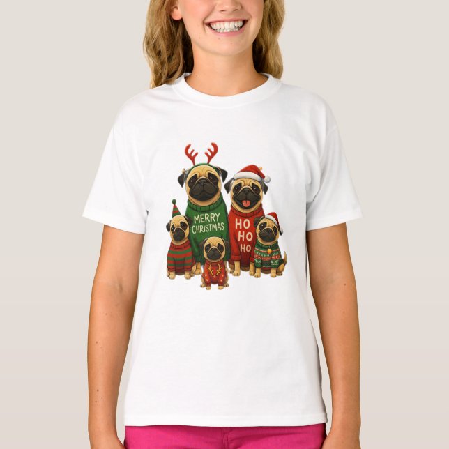 🎄 Cute Christmas Pugs in Festive Sweaters  (Front)