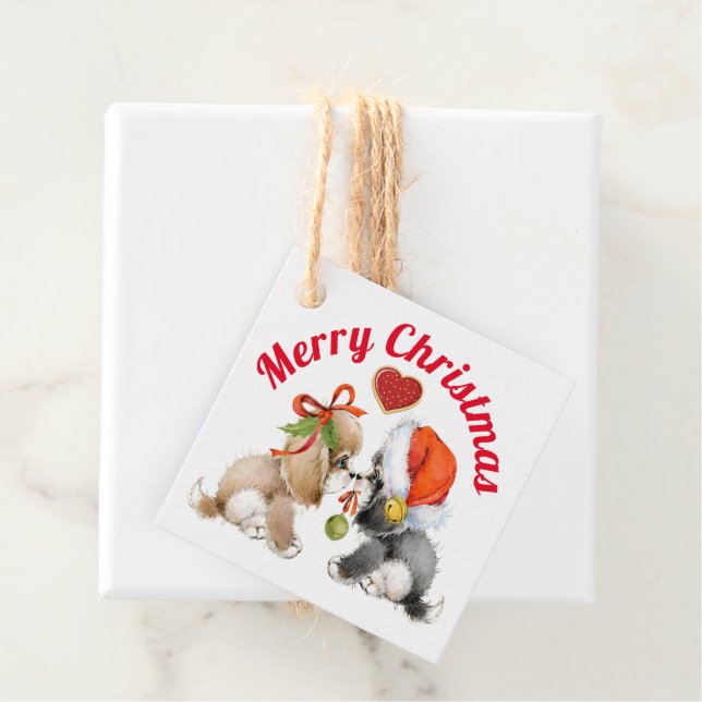 Cute Christmas Puppies Gift Tags (In Situ)