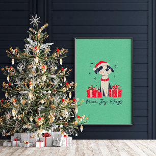 Cute Christmas Puppy Art Poster or Decoupage Paper