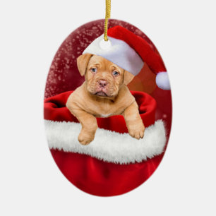 Cute Christmas Puppy Ceramic Ornament