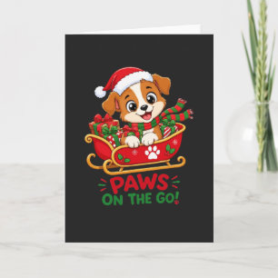 Cute Christmas Puppy in Sleigh Card