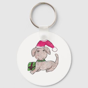 Cute Christmas Puppy  Keychain