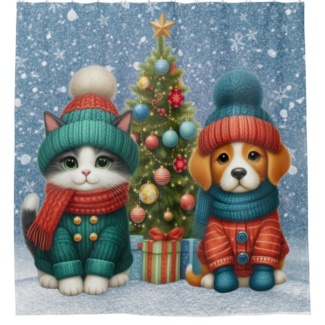 Cute Christmas puppy & kitten (Front)