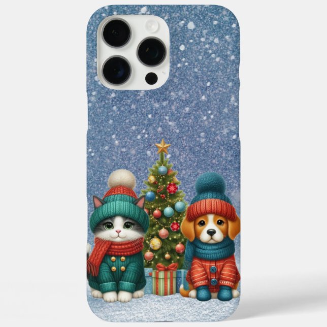 Cute Christmas puppy & kitten Case-Mate iPhone Case (Back)