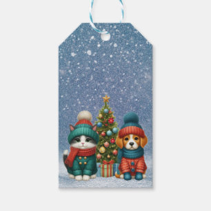 Cute Christmas puppy & kitten Gift Tags