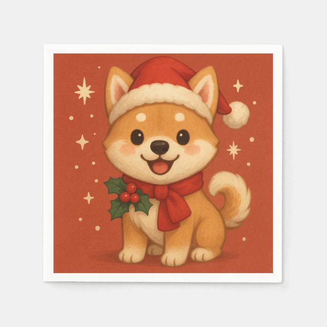 Cute Christmas puppy Napkin (Front)