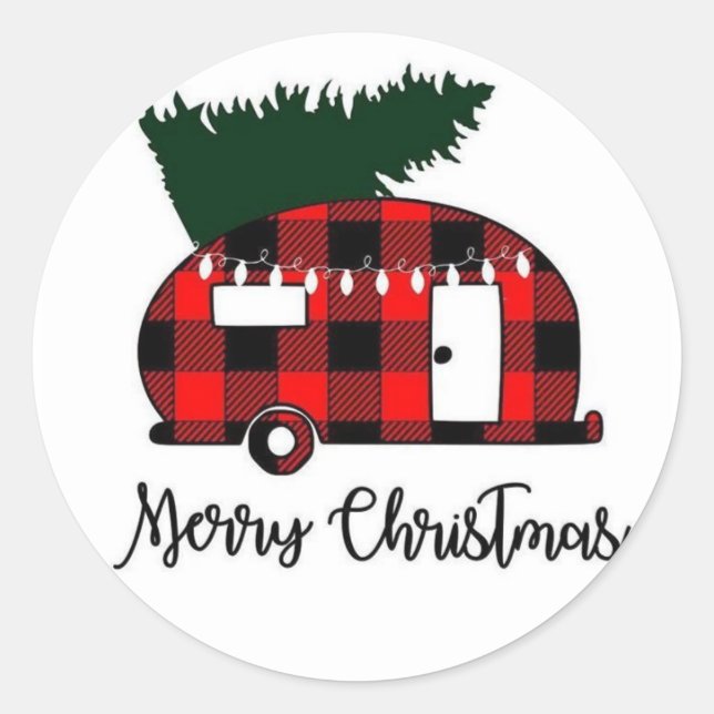 CUTE **CHRISTMAS R. V. STYLE** CHRISTMAS CLASSIC ROUND STICKER (Front)