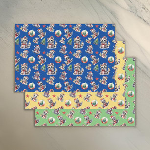 Cute Christmas Raccoons with Gifts Snowglobe Tree Wrapping Paper Sheet