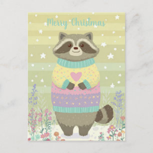 Cute Christmas Racoon Postcard
