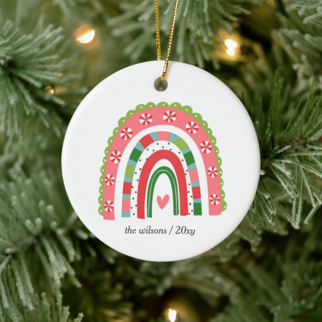 Cute Christmas Rainbow Ceramic Ornament (Tree)
