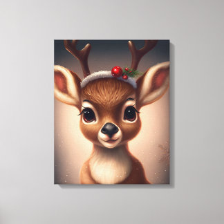 Cute Christmas Reindeer  Canvas Print