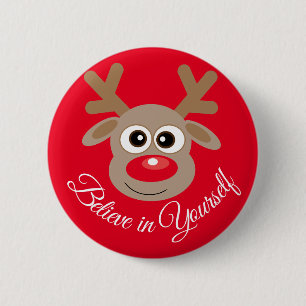 Cute Christmas Reindeer Cartoon Inspirational 2 Inch Round Button