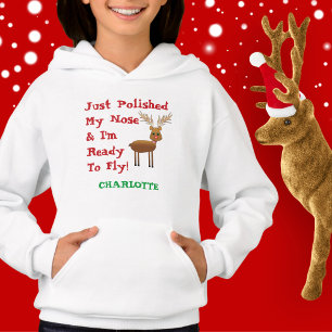 Cute Christmas Reindeer, Child's Name Hoodie