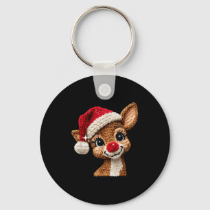 Cute Christmas Reindeer Crocheting Funny Gift Men, Keychain