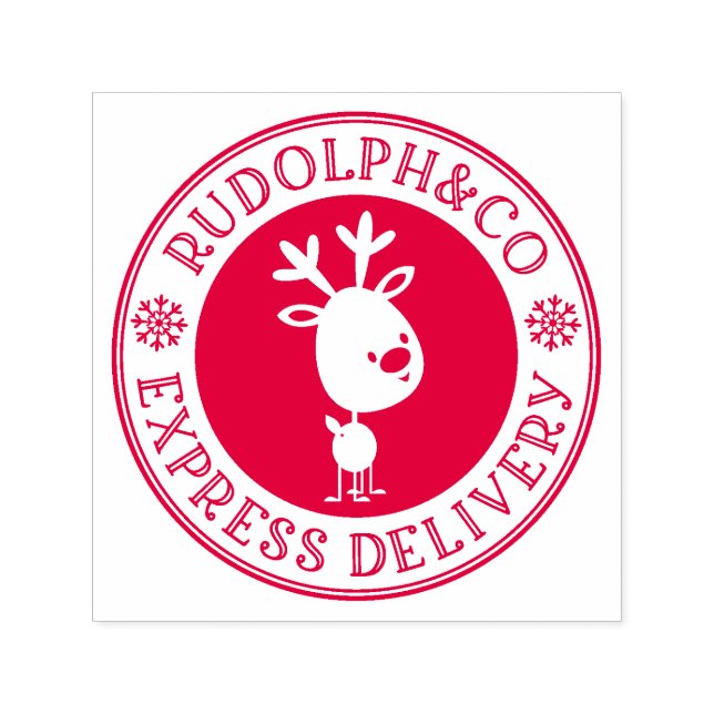 Cute Christmas Reindeer Express Delivery Self-inking Stamp (Design)