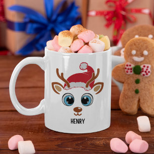 Cute Christmas reindeer face Coffee Mug