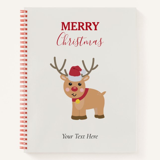 Cute Christmas Reindeer Family Name Notebook (Front)