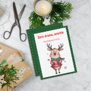 Cute christmas reindeer funny wish green Postcard