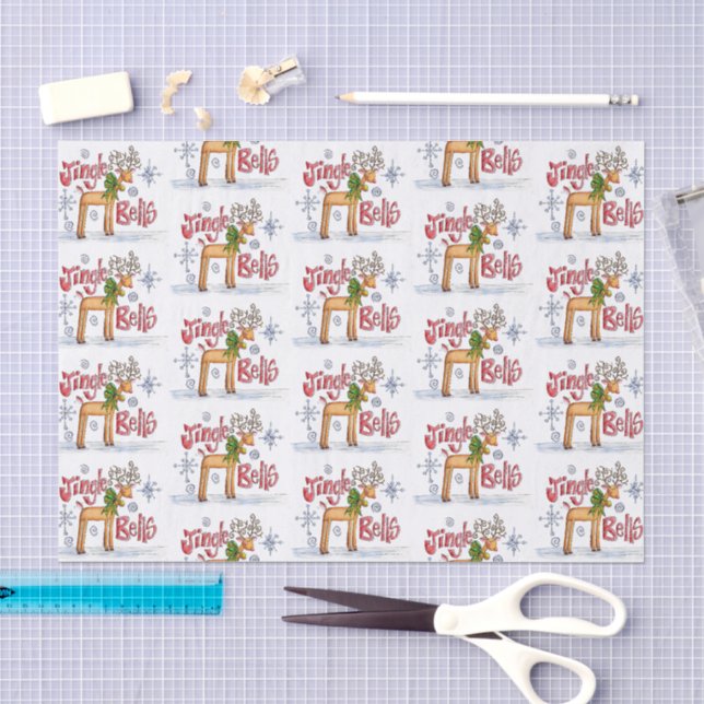 Cute Christmas Reindeer, Jingle Bells Snowflakes Tissue Paper (Craft)