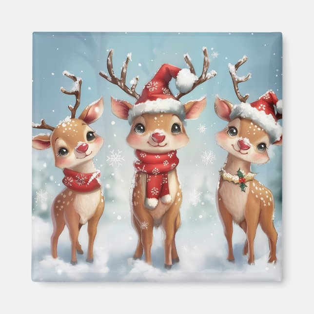 Cute Christmas Reindeer Magnet (Devant)