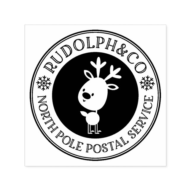 Cute Christmas Reindeer North Pole Self-inking Stamp (Design)